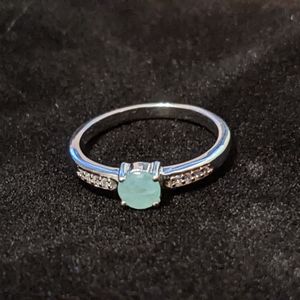 Emerald and zircon ring size 8